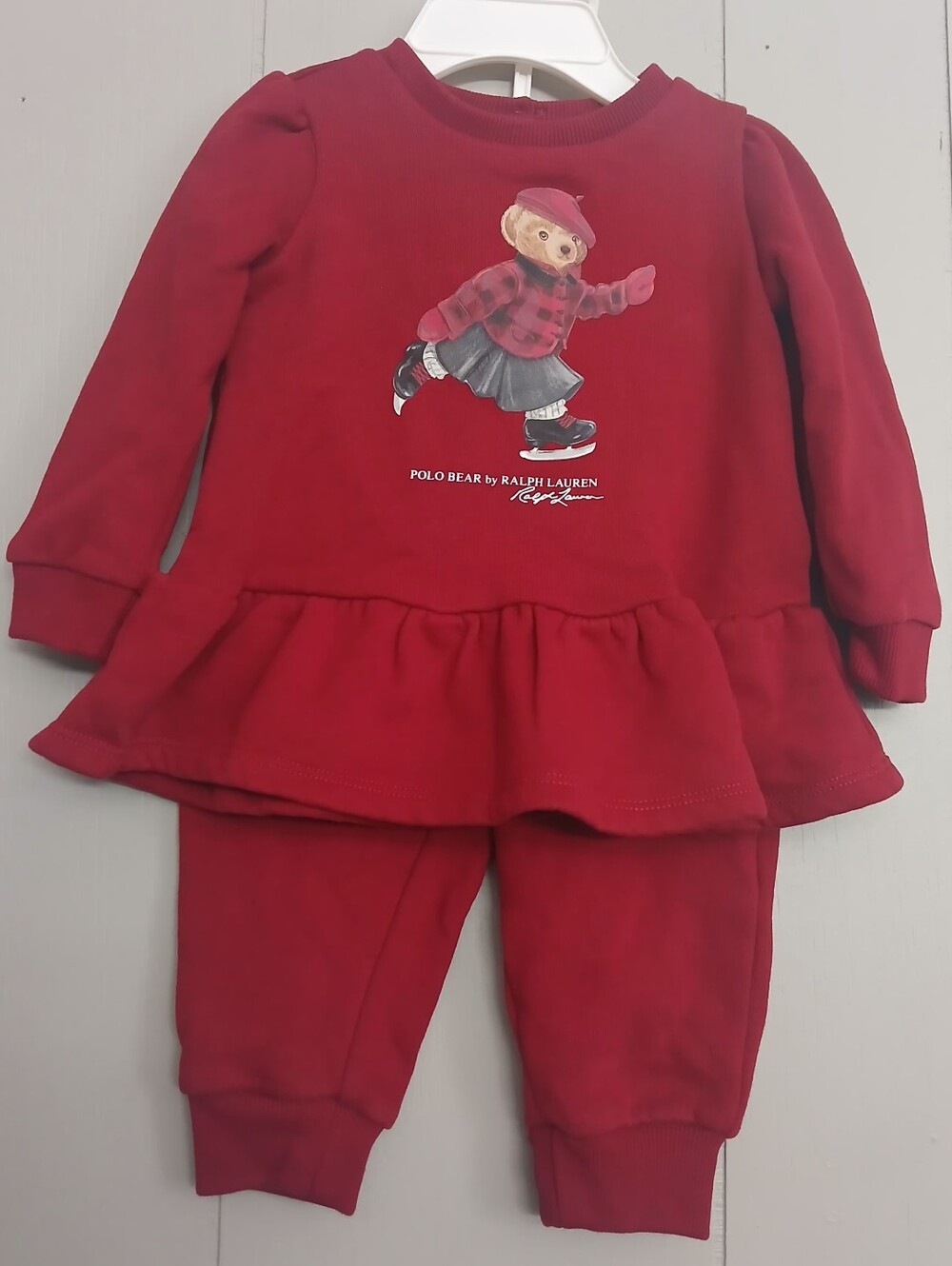 Ralph Lauren Nwt Girls 9 Months Red Bear Outfit Set